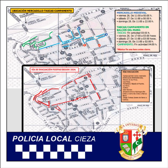 La Policía Local informa de los cambios provisionales en la regulación del tráfico en la zona de las Fiestas del escudo