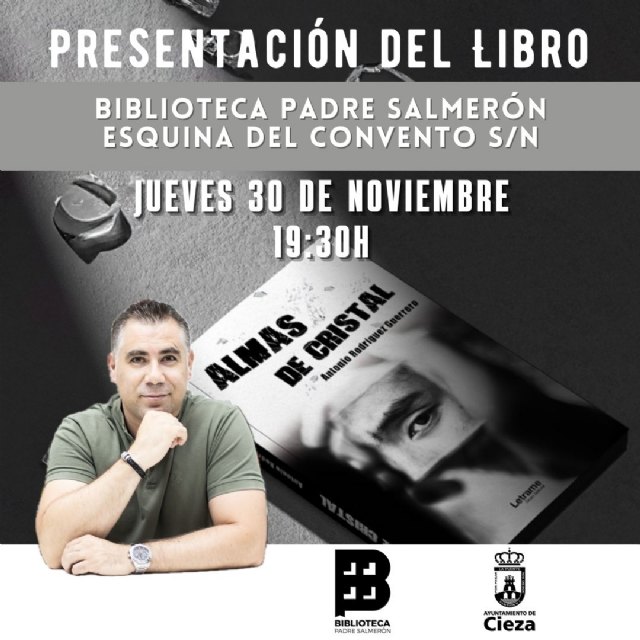 La biblioteca municipal acoge este jueves la presentación de la novela 'Almas de cristal' de Antonio Rodríguez